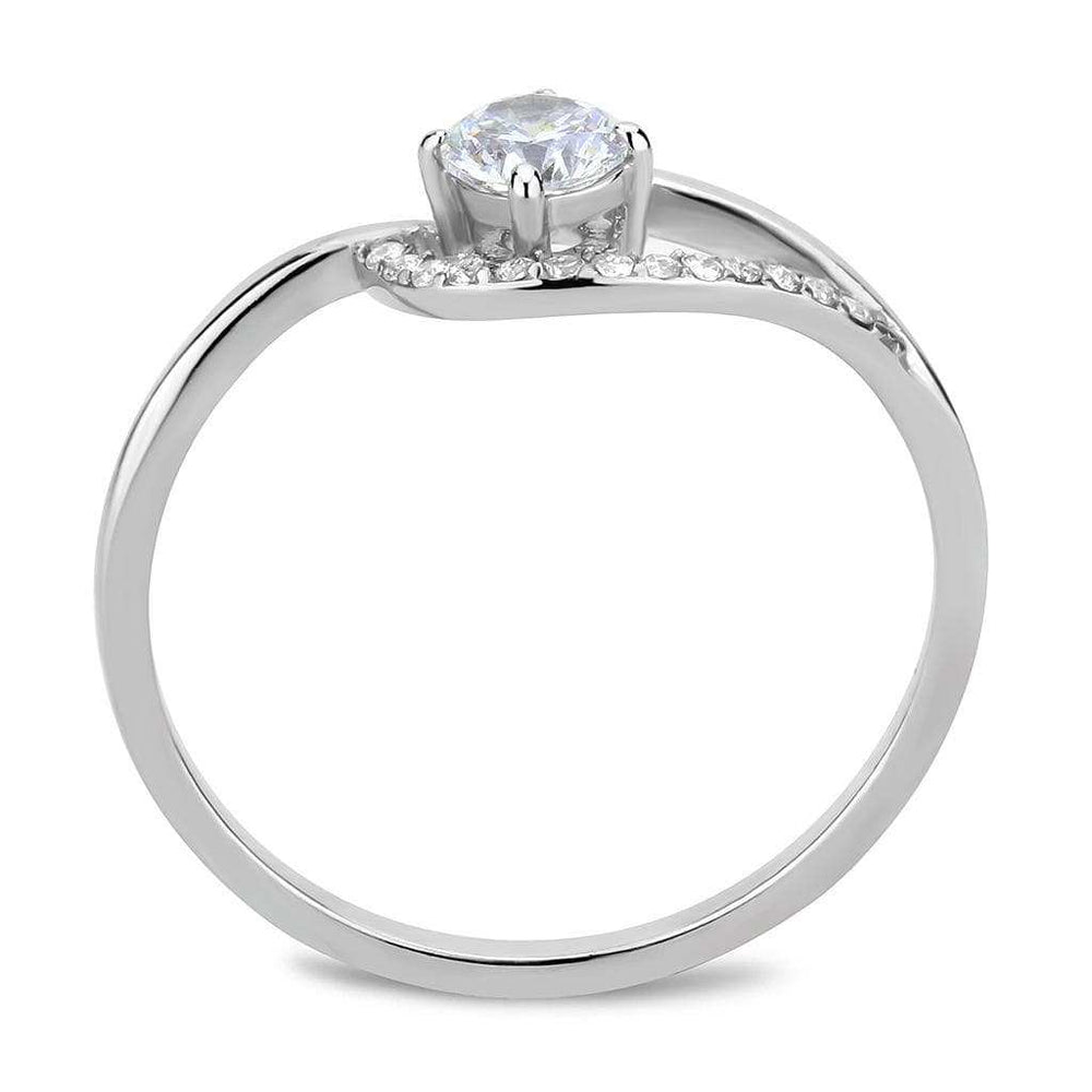 DA105 - High polished (no plating) Stainless Steel Ring with AAA Grade CZ in Clear - Alamode - Flyclothing LLC