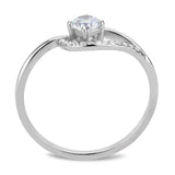 DA105 - High polished (no plating) Stainless Steel Ring with AAA Grade CZ in Clear - Alamode - Flyclothing LLC