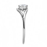 DA105 - High polished (no plating) Stainless Steel Ring with AAA Grade CZ in Clear - Alamode - Flyclothing LLC