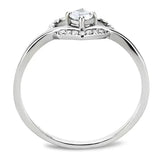 DA106 - High polished (no plating) Stainless Steel Ring with AAA Grade CZ  in Clear - Alamode