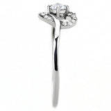 DA106 - High polished (no plating) Stainless Steel Ring with AAA Grade CZ  in Clear - Alamode