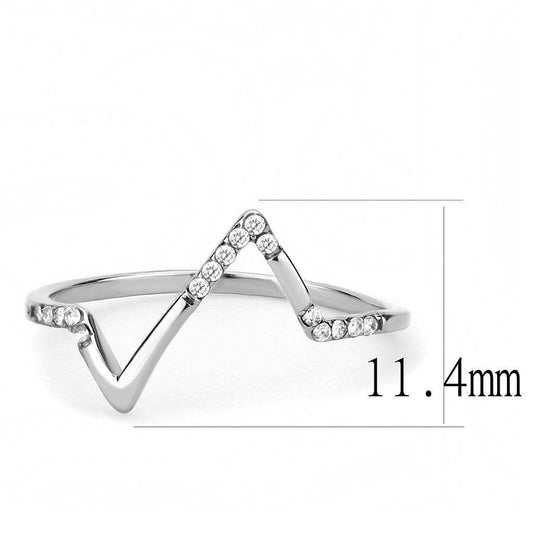 DA107 - High polished (no plating) Stainless Steel Ring with AAA Grade CZ in Clear - Alamode - Flyclothing LLC