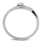 DA108 - High polished (no plating) Stainless Steel Ring with AAA Grade CZ in Clear - Alamode - Flyclothing LLC