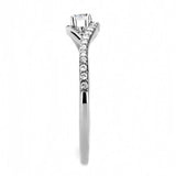 DA108 - High polished (no plating) Stainless Steel Ring with AAA Grade CZ in Clear - Alamode - Flyclothing LLC
