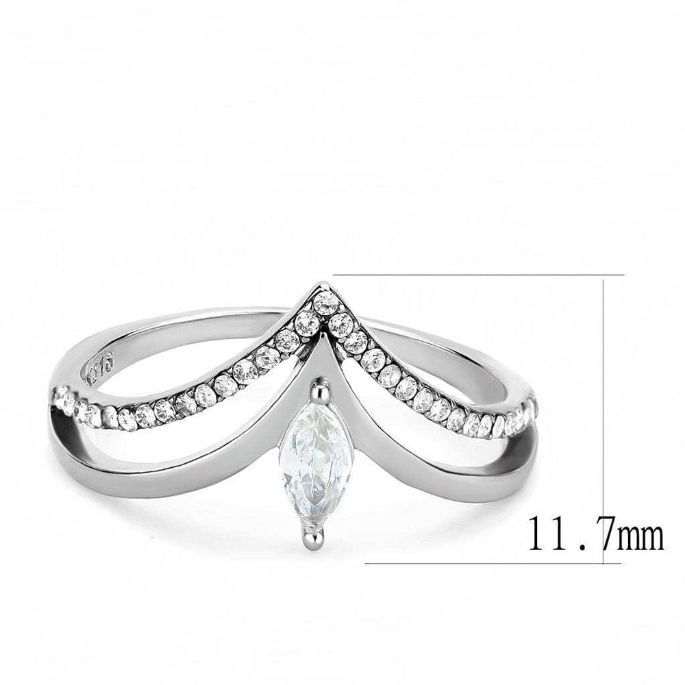 DA109 - High polished (no plating) Stainless Steel Ring with AAA Grade CZ in Clear - Alamode - Flyclothing LLC