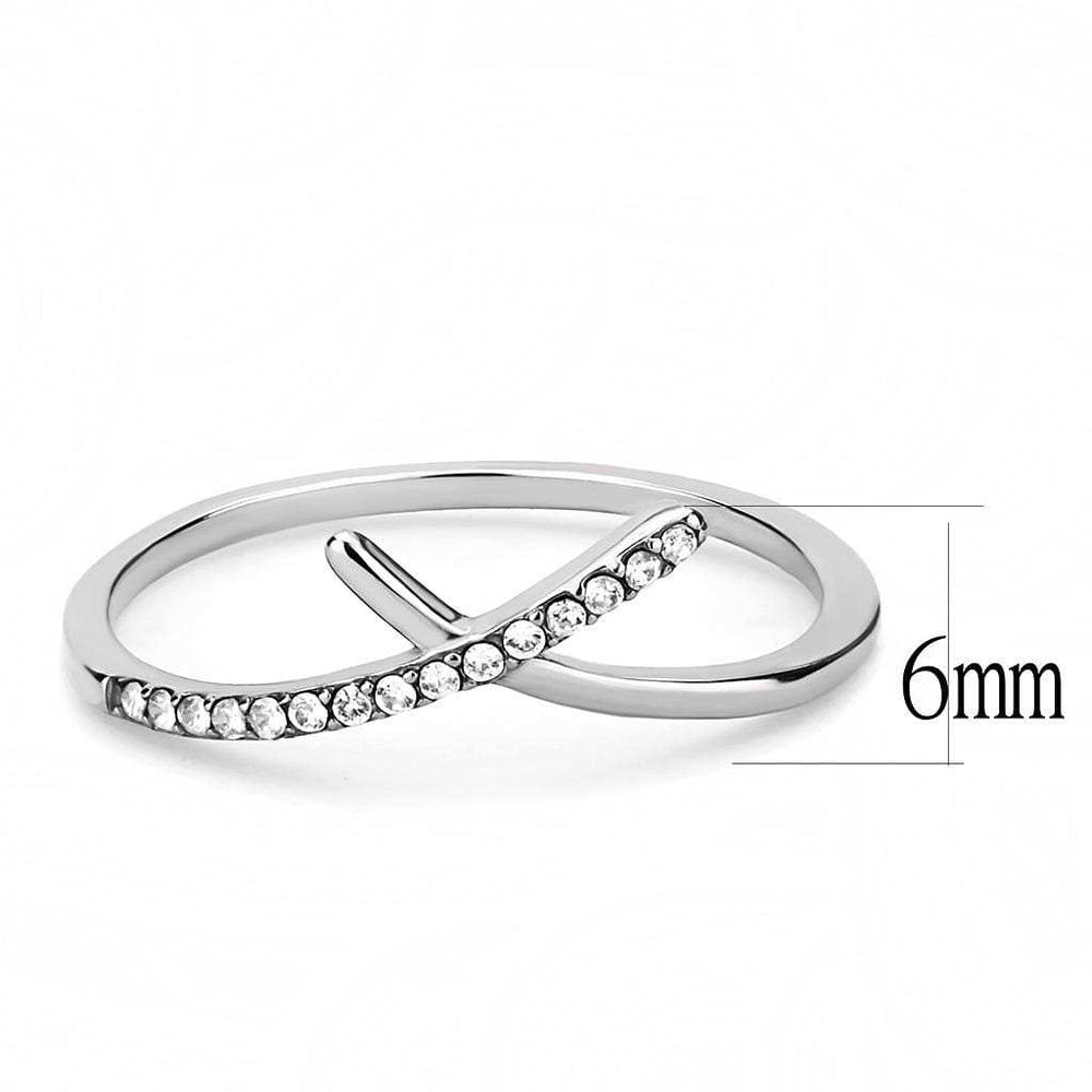 DA112 - High polished (no plating) Stainless Steel Ring with AAA Grade CZ in Clear - Alamode - Flyclothing LLC