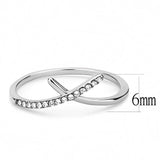 DA112 - High polished (no plating) Stainless Steel Ring with AAA Grade CZ  in Clear