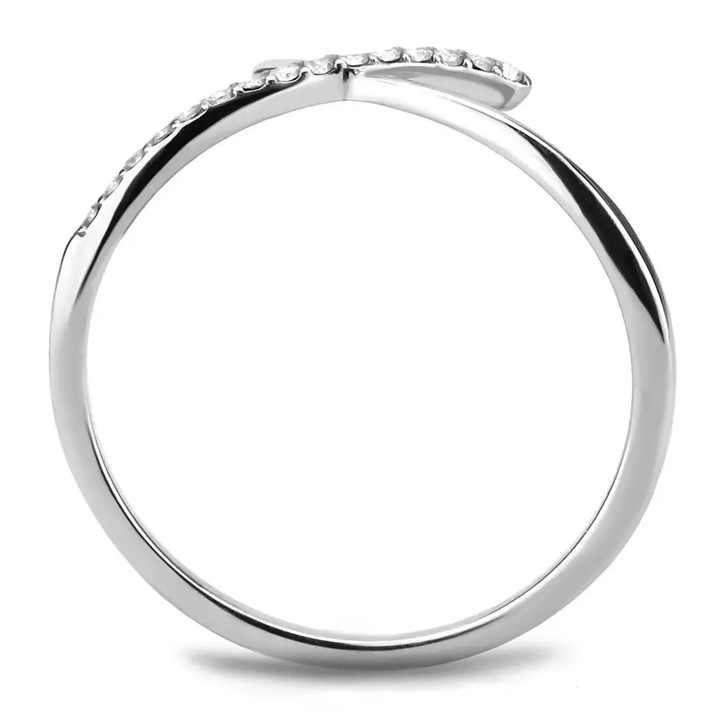 DA112 - High polished (no plating) Stainless Steel Ring with AAA Grade CZ in Clear - Alamode - Flyclothing LLC