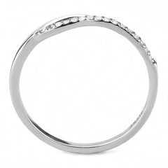 DA113 - High polished (no plating) Stainless Steel Ring with AAA Grade CZ  in Clear