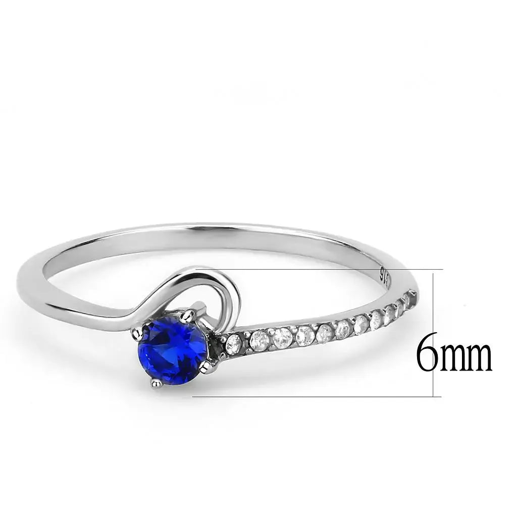DA114 - High polished (no plating) Stainless Steel Ring with AAA Grade CZ in London Blue - Alamode - Flyclothing LLC