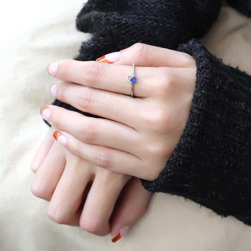 DA114 - High polished (no plating) Stainless Steel Ring with AAA Grade CZ in London Blue - Alamode - Flyclothing LLC