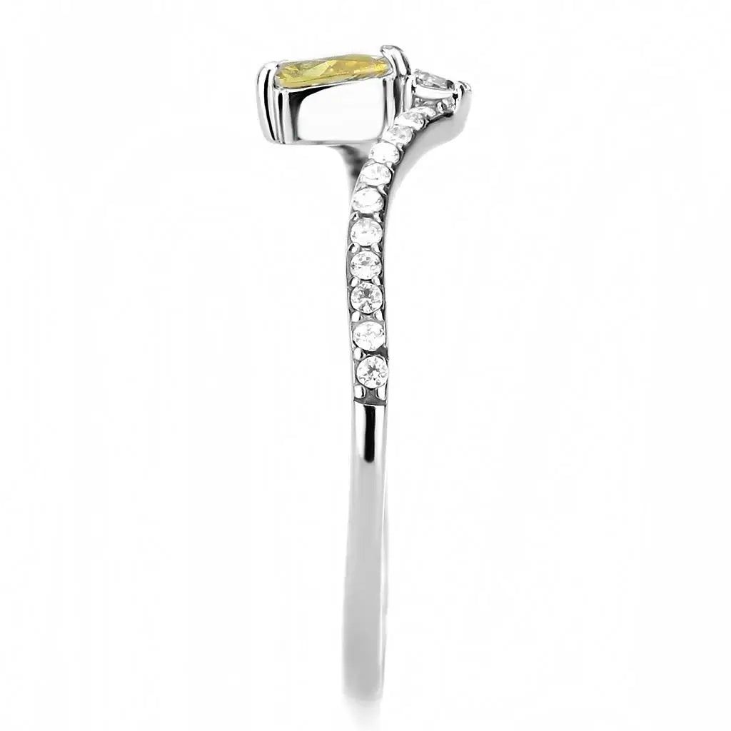 DA115 - High polished (no plating) Stainless Steel Ring with AAA Grade CZ in Topaz - Alamode - Flyclothing LLC