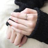 DA115 - High polished (no plating) Stainless Steel Ring with AAA Grade CZ in Topaz - Alamode - Flyclothing LLC