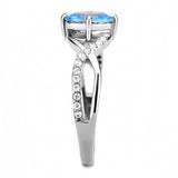 DA117 - High polished (no plating) Stainless Steel Ring with AAA Grade CZ  in Sea Blue - Alamode