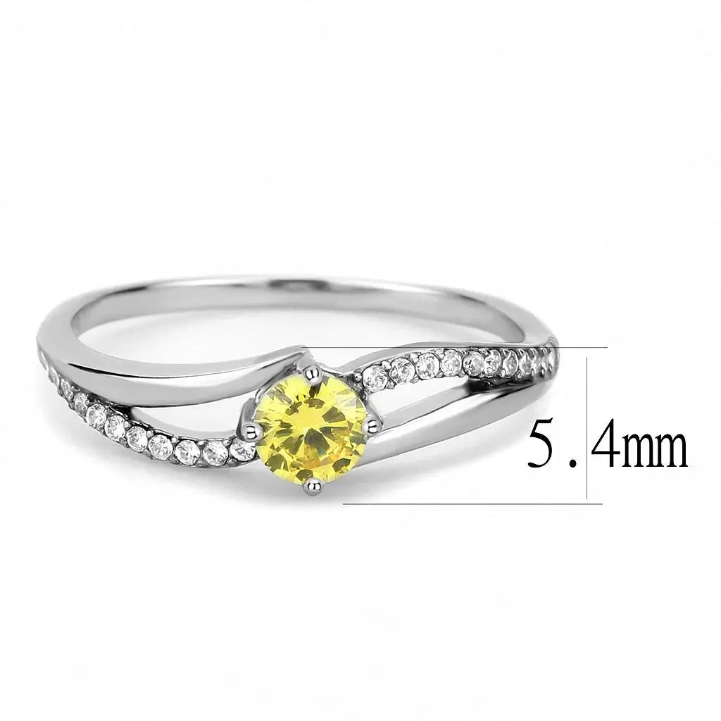 DA118 - High polished (no plating) Stainless Steel Ring with AAA Grade CZ in Topaz - Alamode - Flyclothing LLC