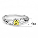 DA118 - High polished (no plating) Stainless Steel Ring with AAA Grade CZ  in Topaz - Alamode