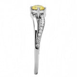 DA118 - High polished (no plating) Stainless Steel Ring with AAA Grade CZ in Topaz - Alamode - Flyclothing LLC
