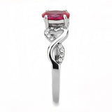 DA119 - High polished (no plating) Stainless Steel Ring with AAA Grade CZ in Ruby - Alamode - Flyclothing LLC