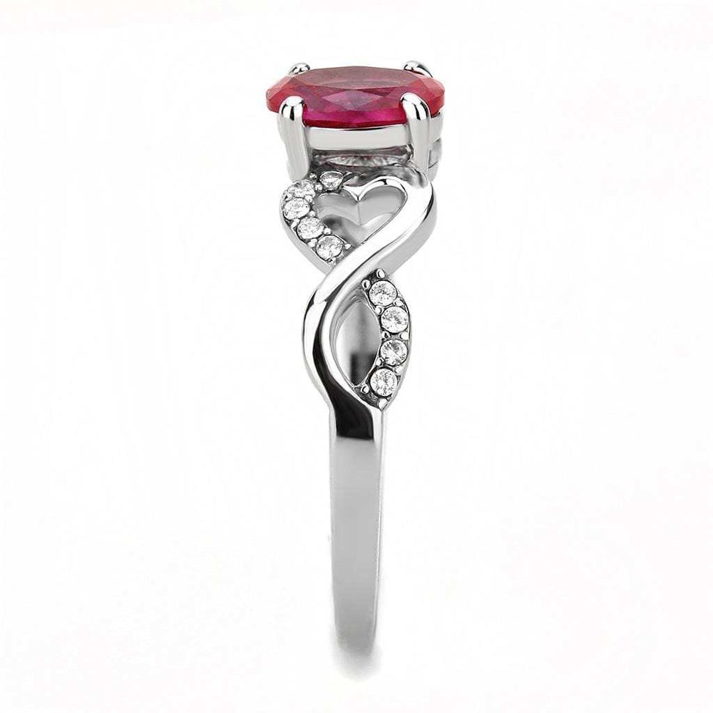 DA119 - High polished (no plating) Stainless Steel Ring with AAA Grade CZ in Ruby - Alamode - Flyclothing LLC