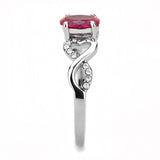 DA119 - High polished (no plating) Stainless Steel Ring with AAA Grade CZ  in Ruby