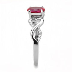 DA119 - High polished (no plating) Stainless Steel Ring with AAA Grade CZ  in Ruby