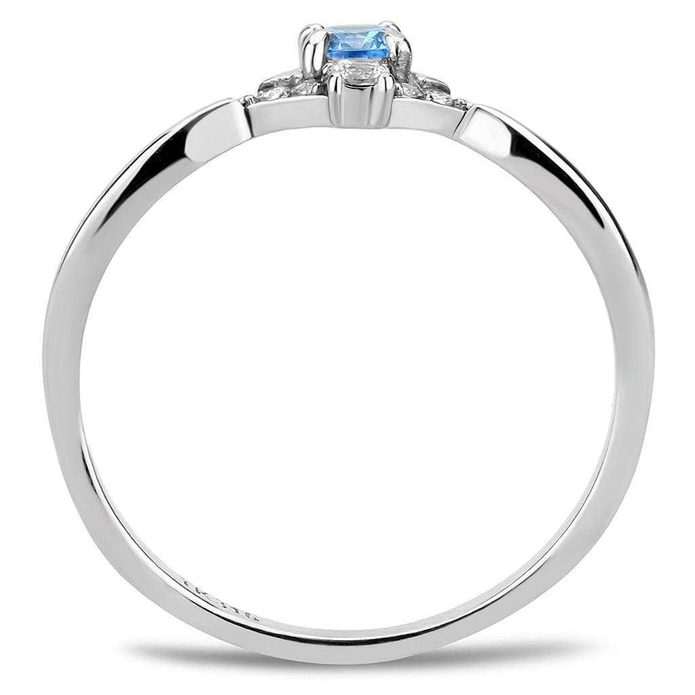 DA120 - High polished (no plating) Stainless Steel Ring with AAA Grade CZ in Sea Blue - Alamode - Flyclothing LLC