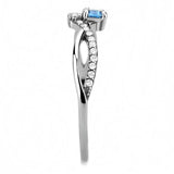 DA120 - High polished (no plating) Stainless Steel Ring with AAA Grade CZ in Sea Blue - Alamode - Flyclothing LLC