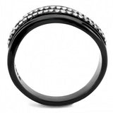 DA126 - IP Black(Ion Plating) Stainless Steel Ring with AAA Grade CZ  in Clear - Alamode
