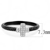 DA127 - Two-Tone IP Black (Ion Plating) Stainless Steel Ring with AAA Grade CZ in Clear - Alamode - Flyclothing LLC