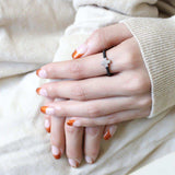 DA127 - Two-Tone IP Black (Ion Plating) Stainless Steel Ring with AAA Grade CZ in Clear - Alamode - Flyclothing LLC