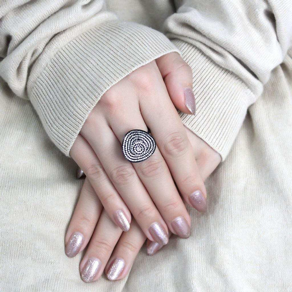 DA128 - IP Black(Ion Plating) Stainless Steel Ring with AAA Grade CZ in Clear - Alamode - Flyclothing LLC