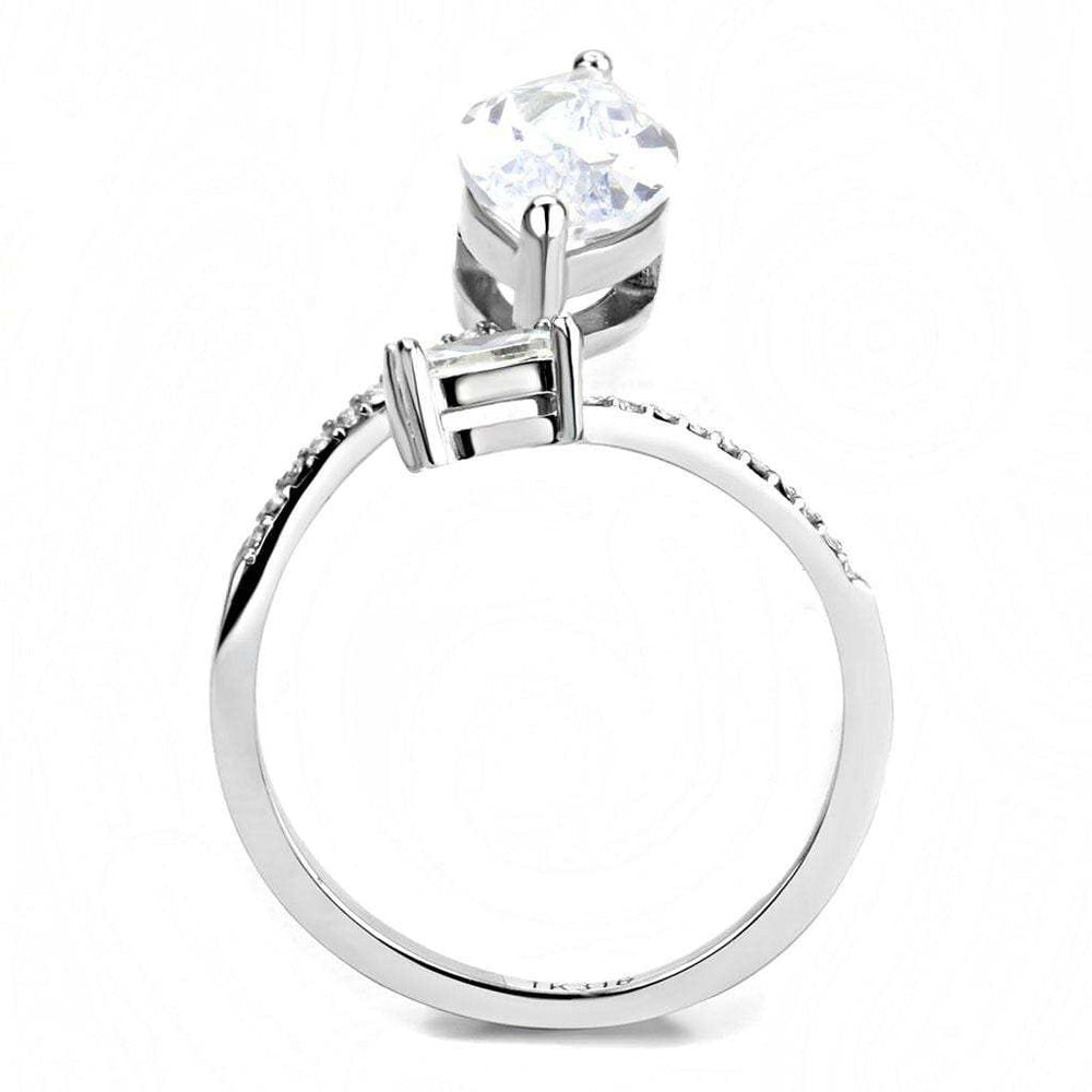 DA129 - High polished (no plating) Stainless Steel Ring with AAA Grade CZ in Clear - Alamode - Flyclothing LLC