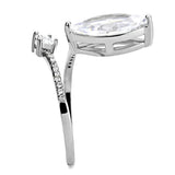 DA129 - High polished (no plating) Stainless Steel Ring with AAA Grade CZ in Clear - Alamode - Flyclothing LLC