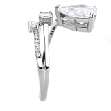 DA130 - High polished (no plating) Stainless Steel Ring with AAA Grade CZ in Clear - Alamode - Flyclothing LLC