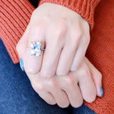 DA131 - High polished (no plating) Stainless Steel Ring with AAA Grade CZ in Clear - Alamode - Flyclothing LLC