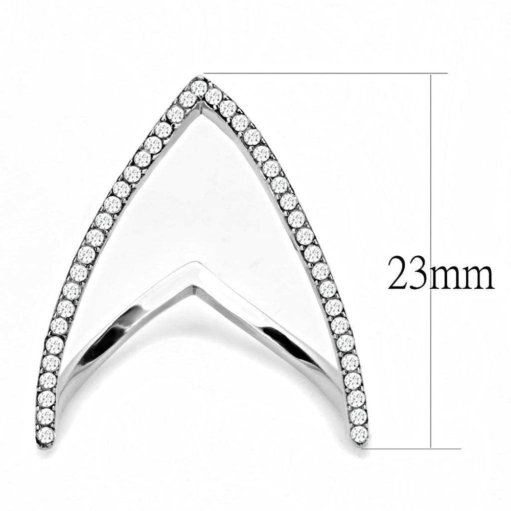 DA132 - High polished (no plating) Stainless Steel Ring with AAA Grade CZ in Clear - Alamode - Flyclothing LLC