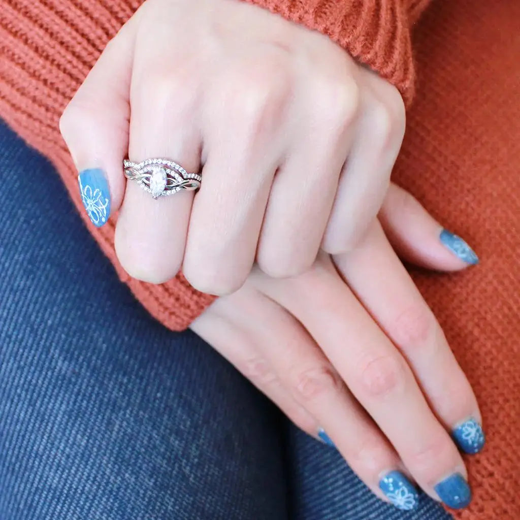 DA133 - High polished (no plating) Stainless Steel Ring with AAA Grade CZ in Clear - Alamode - Flyclothing LLC