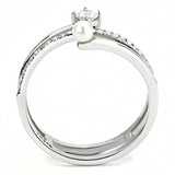 DA134 - High polished (no plating) Stainless Steel Ring with AAA Grade CZ in Clear - Alamode - Flyclothing LLC