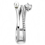 DA134 - High polished (no plating) Stainless Steel Ring with AAA Grade CZ in Clear - Alamode - Flyclothing LLC