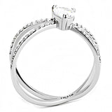 DA135 - High polished (no plating) Stainless Steel Ring with AAA Grade CZ  in Clear - Alamode
