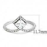 DA136 - High polished (no plating) Stainless Steel Ring with AAA Grade CZ  in Clear