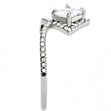 DA136 - High polished (no plating) Stainless Steel Ring with AAA Grade CZ in Clear - Alamode - Flyclothing LLC