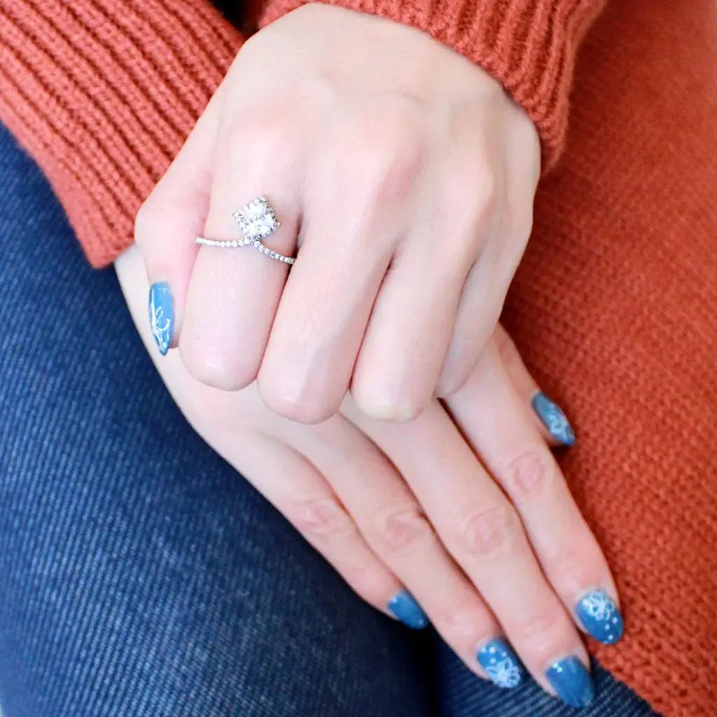 DA136 - High polished (no plating) Stainless Steel Ring with AAA Grade CZ in Clear - Alamode - Flyclothing LLC
