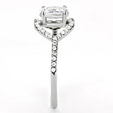 DA137 - High polished (no plating) Stainless Steel Ring with AAA Grade CZ  in Clear - Alamode