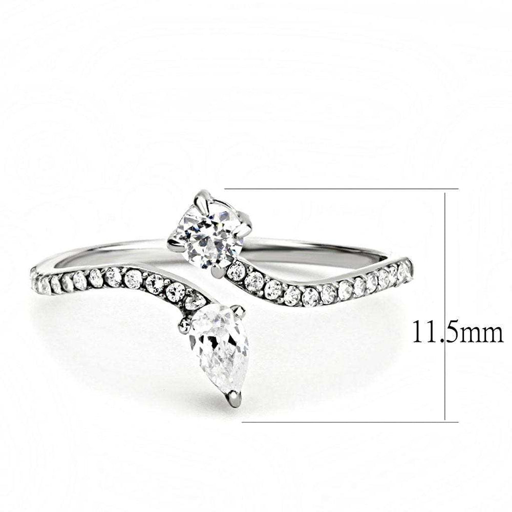 DA138 - High polished (no plating) Stainless Steel Ring with AAA Grade CZ in Clear - Alamode - Flyclothing LLC