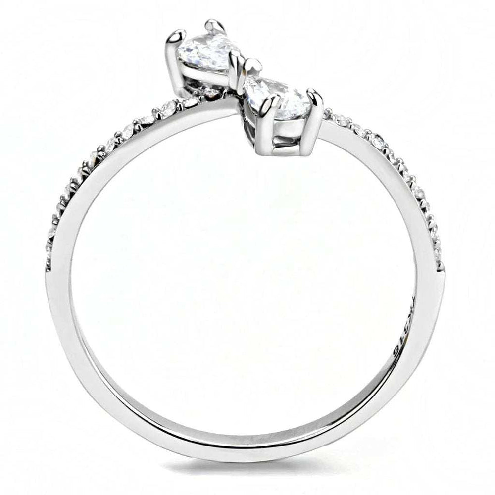 DA139 - High polished (no plating) Stainless Steel Ring with AAA Grade CZ in Clear - Alamode - Flyclothing LLC
