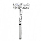 DA139 - High polished (no plating) Stainless Steel Ring with AAA Grade CZ in Clear - Alamode - Flyclothing LLC