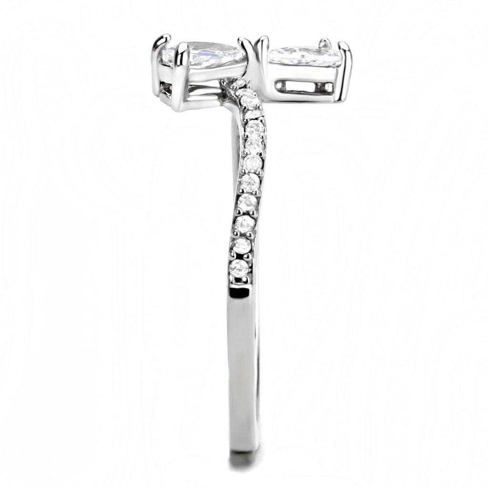 DA139 - High polished (no plating) Stainless Steel Ring with AAA Grade CZ in Clear - Alamode - Flyclothing LLC