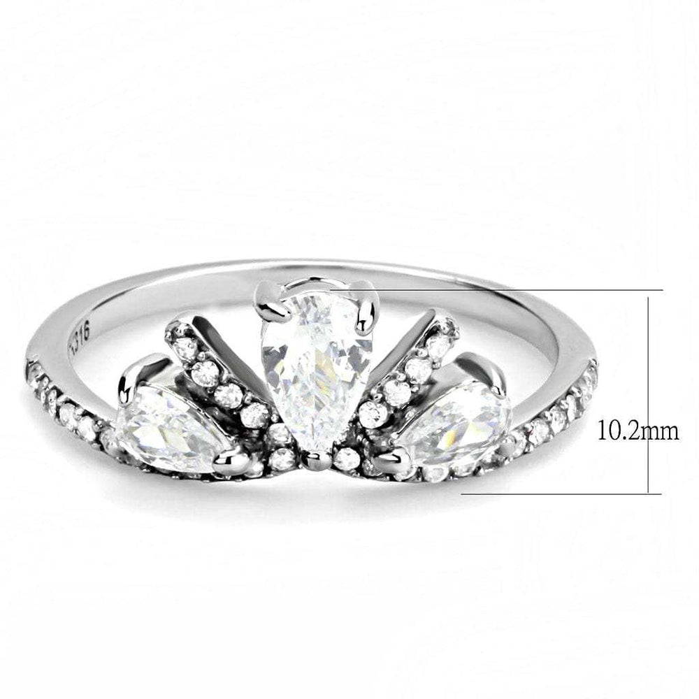 DA140 - High polished (no plating) Stainless Steel Ring with AAA Grade CZ in Clear - Alamode - Flyclothing LLC
