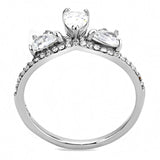DA140 - High polished (no plating) Stainless Steel Ring with AAA Grade CZ  in Clear - Alamode
